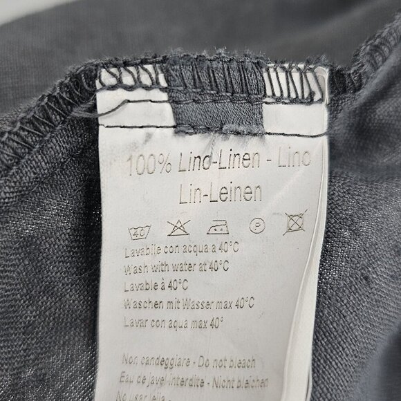 120% Lino Linen Gray Wrap Dress Eyelet Italy Size Eu 42 US Small - Picture 5 of 5